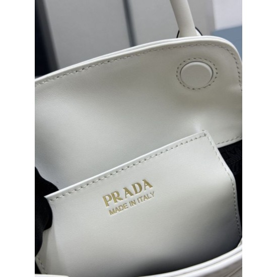 Replica di lusso Borse tote mini Prada Carry 1BA496 Bianca Imitazioni Cloni Borse tote mini Prada Carry 1BA496 Bianca firmate