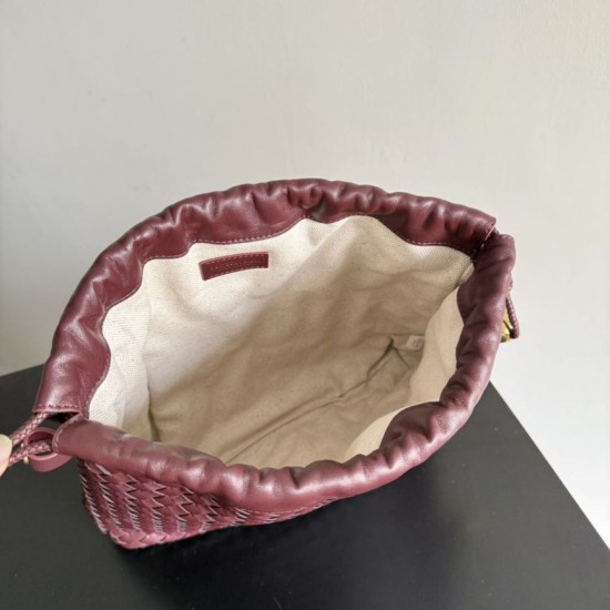Cloni Borse con coulisse Bottega Veneta Intrecciato Borgogna firmate