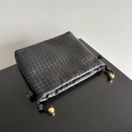 Replica di lusso Borse con coulisse Bottega Veneta Intrecciato Nera Imitazioni Cloni Borse con coulisse Bottega Veneta Intrecciato Nera firmate