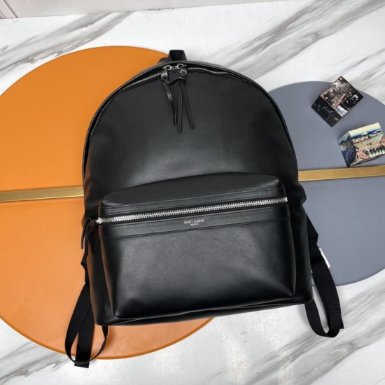 Replica di lusso Zaino YSL Saint Laurent City in pelle opaca nera Imitazioni Cloni Zaino YSL Saint Laurent City in pelle opaca nera firmate