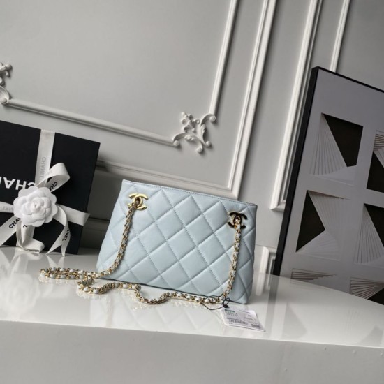 Replica di lusso Borsa shopping piccola Chanel 26S AS6248 blu Imitazioni Cloni Borsa shopping piccola Chanel 26S AS6248 blu firmate