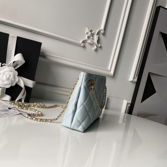 Replica di lusso Borsa shopping piccola Chanel 26S AS6248 blu Imitazioni Cloni Borsa shopping piccola Chanel 26S AS6248 blu firmate