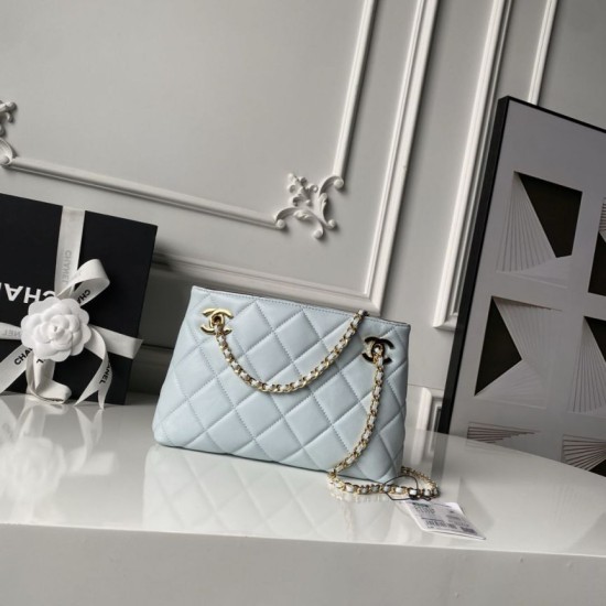 Replica di lusso Borsa shopping piccola Chanel 26S AS6248 blu Imitazioni Cloni Borsa shopping piccola Chanel 26S AS6248 blu firmate