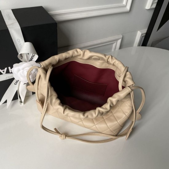 Replica di lusso Borsa 1:1 a secchiello trapuntata Chanel 25 con coulisse AP5317 Albicocca Imitazioni Cloni Borsa Replica a secchiello trapuntata Chanel 25 con coulisse AP5317 Albicocca firmate