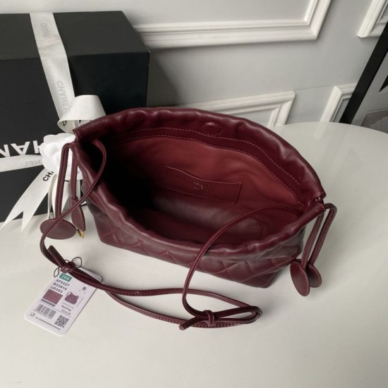 Replica di lusso Borsa a secchiello trapuntata Chanel 25 con coulisse AP5317 Borgogna Imitazioni Cloni Borsa a secchiello trapuntata Chanel 25 con coulisse AP5317 Borgogna firmate