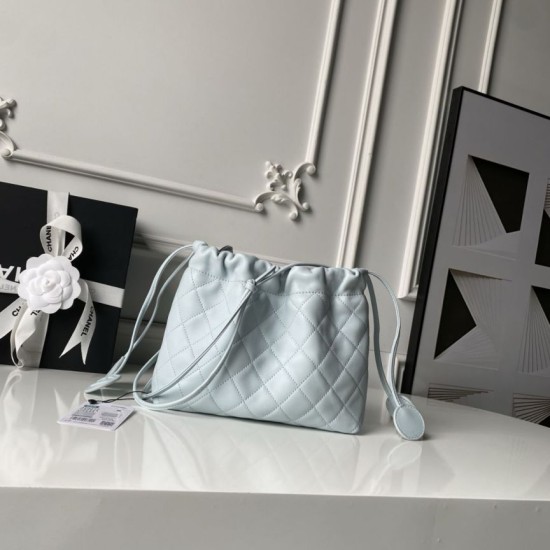 Replica di lusso Borse Firmate a secchiello trapuntata Chanel 25 con coulisse AP5317 Blu Imitazioni Cloni Borse Firmate Replica a secchiello trapuntata Chanel 25 con coulisse AP5317 Blu firmate