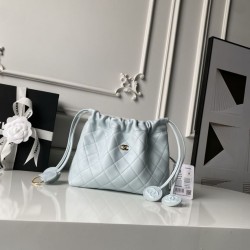 Borse a secchiello trapuntata Chanel 25 con coulisse AP5317 Blu