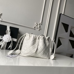 Borse a secchiello trapuntata Chanel 25 con coulisse AP5317 Bianca Borse a secchiello trapuntata Chanel 25 con coulisse AP5317 Bianca