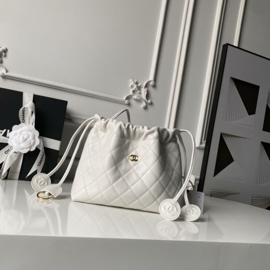 Replica di lusso Borse Alta Qualità a secchiello trapuntata Chanel 25 con coulisse AP5317 Bianca Imitazioni Cloni Borse Replica Alta Qualità a secchiello trapuntata Chanel 25 con coulisse AP5317 Bianca firmate