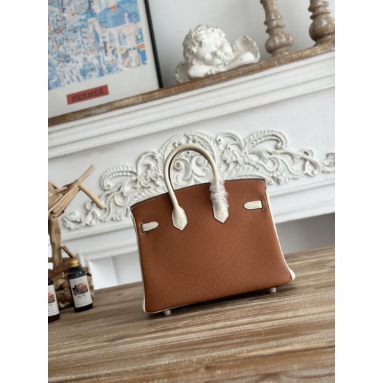 Replica di lusso Borsa Hermès Birkin 25cm/30cm bicolore pelle Togo Marrone/Bianco Imitazioni Cloni Borsa Hermès Birkin 25cm/30cm bicolore pelle Togo Marrone/Bianco firmate