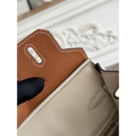 Replica di lusso Borsa Hermès Birkin 25cm/30cm bicolore pelle Togo Marrone/Bianco Imitazioni Cloni Borsa Hermès Birkin 25cm/30cm bicolore pelle Togo Marrone/Bianco firmate