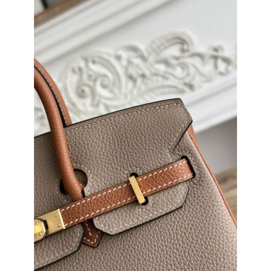 Cloni Borsa Hermès Birkin 25cm/30cm bicolore pelle Togo Marrone/Grigio firmate