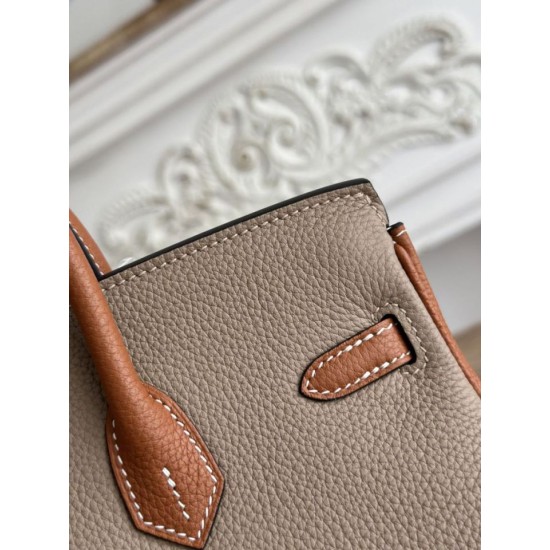 Cloni Borsa Hermès Birkin 25cm/30cm bicolore pelle Togo Marrone/Grigio firmate