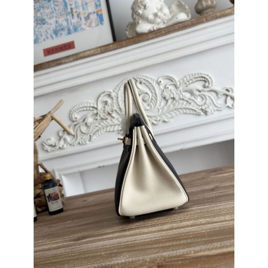 Replica di lusso Borsa 1:1 Hermès Birkin 25cm/30cm bicolore pelle Togo Nero/Bianco Imitazioni Cloni Borsa Replica Hermès Birkin 25cm/30cm bicolore pelle Togo Nero/Bianco firmate