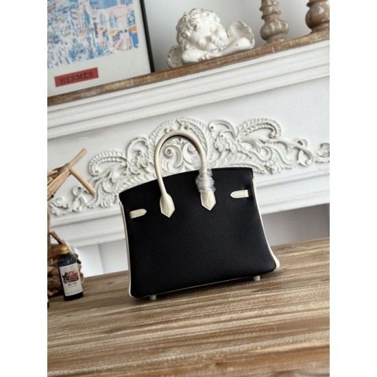 Replica di lusso Borsa 1:1 Hermès Birkin 25cm/30cm bicolore pelle Togo Nero/Bianco Imitazioni Cloni Borsa Replica Hermès Birkin 25cm/30cm bicolore pelle Togo Nero/Bianco firmate