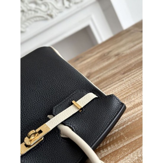 Replica di lusso Borsa 1:1 Hermès Birkin 25cm/30cm bicolore pelle Togo Nero/Bianco Imitazioni Cloni Borsa Replica Hermès Birkin 25cm/30cm bicolore pelle Togo Nero/Bianco firmate