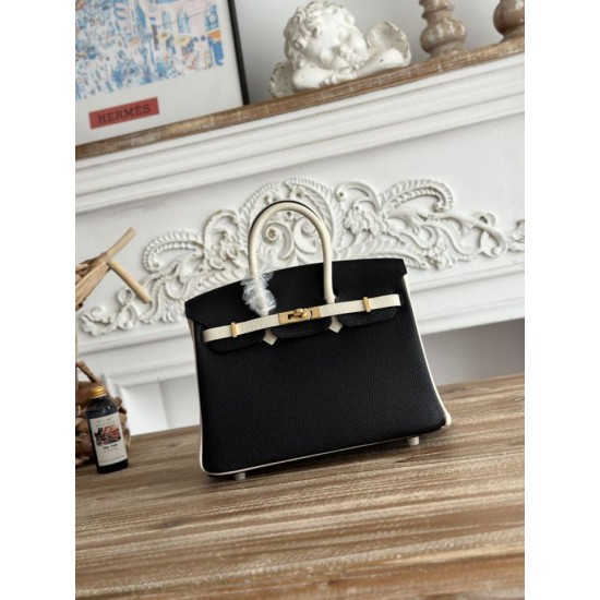 Replica di lusso Borsa 1:1 Hermès Birkin 25cm/30cm bicolore pelle Togo Nero/Bianco Imitazioni Cloni Borsa Replica Hermès Birkin 25cm/30cm bicolore pelle Togo Nero/Bianco firmate