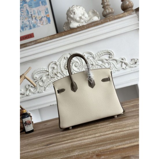 Replica di lusso Borsa Hermès Birkin 25cm/30cm bicolore pelle Togo Bianco/Marrone Imitazioni Cloni Borsa Hermès Birkin 25cm/30cm bicolore pelle Togo Bianco/Marrone firmate