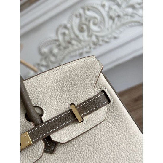 Replica di lusso Borsa Hermès Birkin 25cm/30cm bicolore pelle Togo Bianco/Marrone Imitazioni Cloni Borsa Hermès Birkin 25cm/30cm bicolore pelle Togo Bianco/Marrone firmate