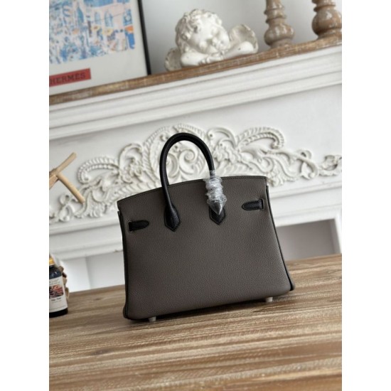 Replica di lusso Borsa Hermès Birkin 25cm/30cm bicolore pelle Togo Etoupe/Nero Imitazioni Cloni Borsa Hermès Birkin 25cm/30cm bicolore pelle Togo Etoupe/Nero firmate