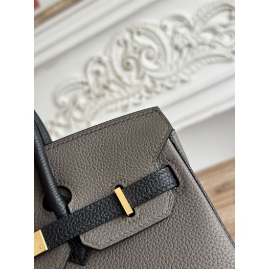 Replica di lusso Borsa Hermès Birkin 25cm/30cm bicolore pelle Togo Etoupe/Nero Imitazioni Cloni Borsa Hermès Birkin 25cm/30cm bicolore pelle Togo Etoupe/Nero firmate