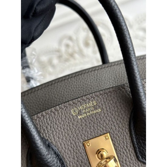 Replica di lusso Borsa Hermès Birkin 25cm/30cm bicolore pelle Togo Etoupe/Nero Imitazioni Cloni Borsa Hermès Birkin 25cm/30cm bicolore pelle Togo Etoupe/Nero firmate