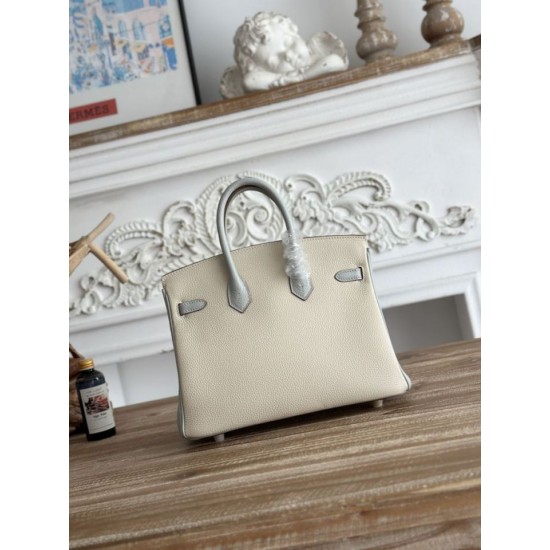 Replica di lusso Borsa Hermès Birkin 25cm/30cm bicolore pelle Togo Bianco/Blu Imitazioni Cloni Borsa Hermès Birkin 25cm/30cm bicolore pelle Togo Bianco/Blu firmate