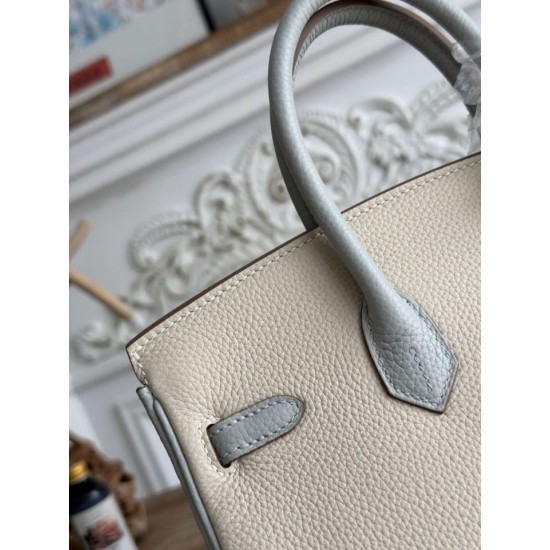 Replica di lusso Borsa Hermès Birkin 25cm/30cm bicolore pelle Togo Bianco/Blu Imitazioni Cloni Borsa Hermès Birkin 25cm/30cm bicolore pelle Togo Bianco/Blu firmate