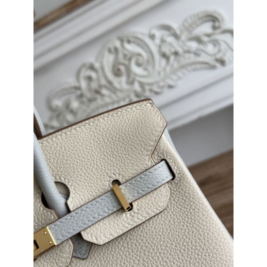 Replica di lusso Borsa Hermès Birkin 25cm/30cm bicolore pelle Togo Bianco/Blu Imitazioni Cloni Borsa Hermès Birkin 25cm/30cm bicolore pelle Togo Bianco/Blu firmate
