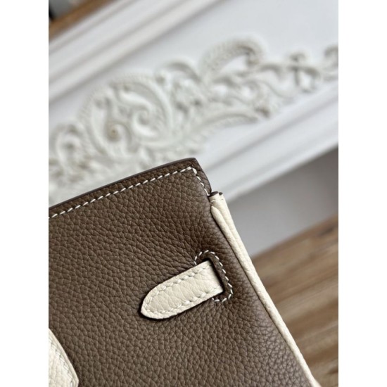 Replica di lusso Imitazioni borse griffate Hermès Birkin 25cm/30cm bicolore pelle Togo Etoupe/Bianco Imitazioni Cloni Imitazioni borse griffate Hermès Birkin 25cm/30cm bicolore pelle Togo Etoupe/Bianco firmate