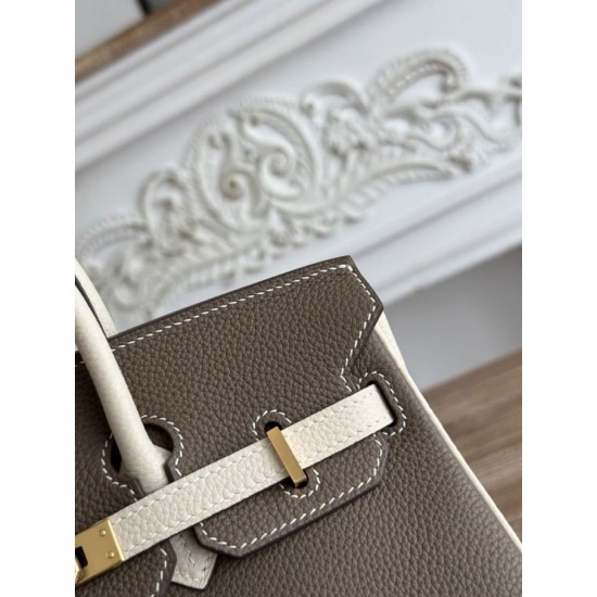 Replica di lusso Imitazioni borse griffate Hermès Birkin 25cm/30cm bicolore pelle Togo Etoupe/Bianco Imitazioni Cloni Imitazioni borse griffate Hermès Birkin 25cm/30cm bicolore pelle Togo Etoupe/Bianco firmate