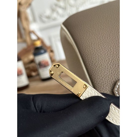 Replica di lusso Imitazioni borse griffate Hermès Birkin 25cm/30cm bicolore pelle Togo Etoupe/Bianco Imitazioni Cloni Imitazioni borse griffate Hermès Birkin 25cm/30cm bicolore pelle Togo Etoupe/Bianco firmate