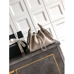 Borse Chanel 25 Mini Hobo AS5631 pelle di vitello scamosciata Grigio