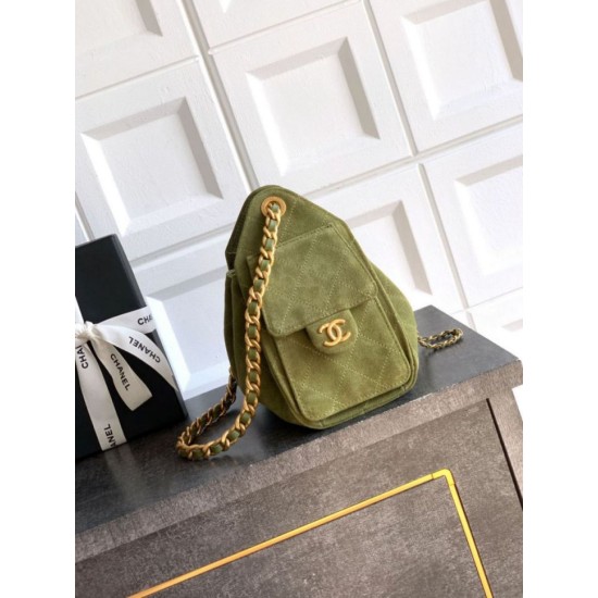 Replica di lusso Borse Chanel 25 Mini Hobo AS5631 pelle di vitello scamosciata Verde Imitazioni Cloni Borse Chanel 25 Mini Hobo AS5631 pelle di vitello scamosciata Verde firmate