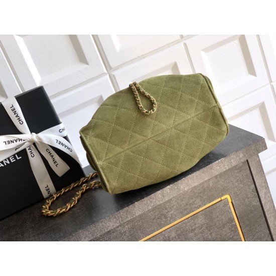 Replica di lusso Borse Chanel 25 Mini Hobo AS5631 pelle di vitello scamosciata Verde Imitazioni Cloni Borse Chanel 25 Mini Hobo AS5631 pelle di vitello scamosciata Verde firmate