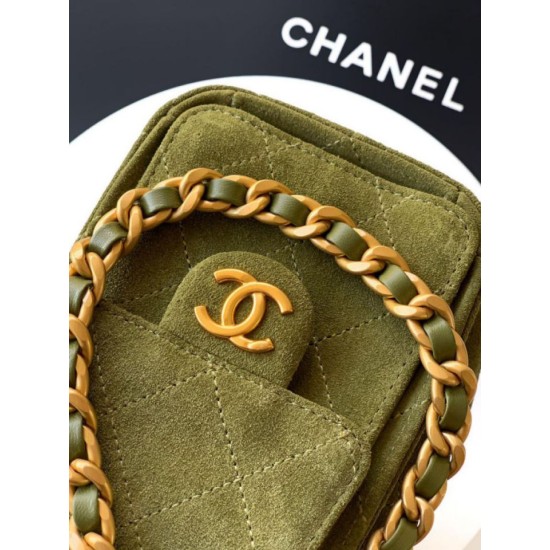 Replica di lusso Borse Chanel 25 Mini Hobo AS5631 pelle di vitello scamosciata Verde Imitazioni Cloni Borse Chanel 25 Mini Hobo AS5631 pelle di vitello scamosciata Verde firmate