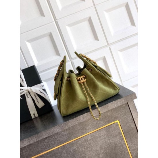 Replica di lusso Borse Chanel 25 Mini Hobo AS5631 pelle di vitello scamosciata Verde Imitazioni Cloni Borse Chanel 25 Mini Hobo AS5631 pelle di vitello scamosciata Verde firmate