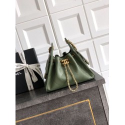Borse a secchiello/a spalla Chanel 25 piccola AS5631 pelle trapuntata caviar Verde