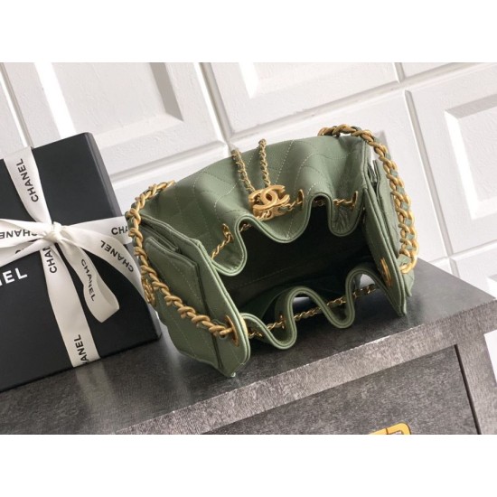 Replica di lusso Borse a secchiello/a spalla Chanel 25 piccola AS5631 pelle trapuntata caviar Verde Imitazioni Cloni Borse Replica a secchiello/a spalla Chanel 25 piccola AS5631 pelle trapuntata caviar Verde firmate