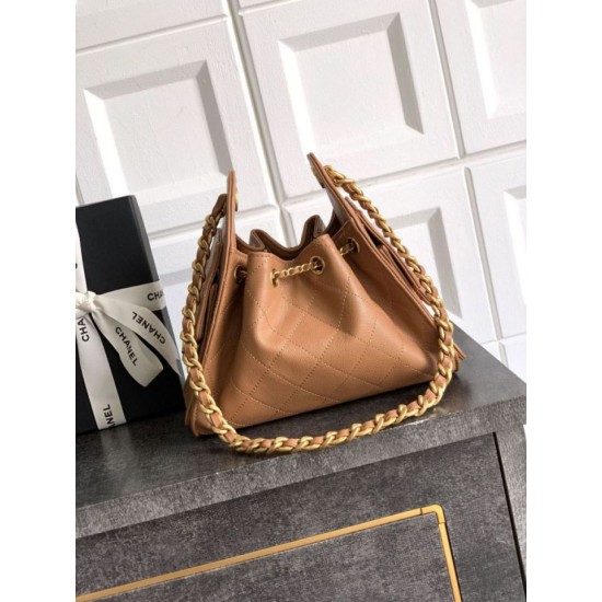 Replica di lusso Borsa a secchiello/a spalla Chanel 25 piccola AS5631 pelle trapuntata caviar Marrone Imitazioni Cloni Borsa a secchiello/a spalla Chanel 25 piccola AS5631 pelle trapuntata caviar Marrone firmate