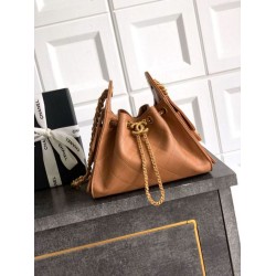 Borsa a secchiello/a spalla Chanel 25 piccola AS5631 pelle trapuntata caviar Marrone