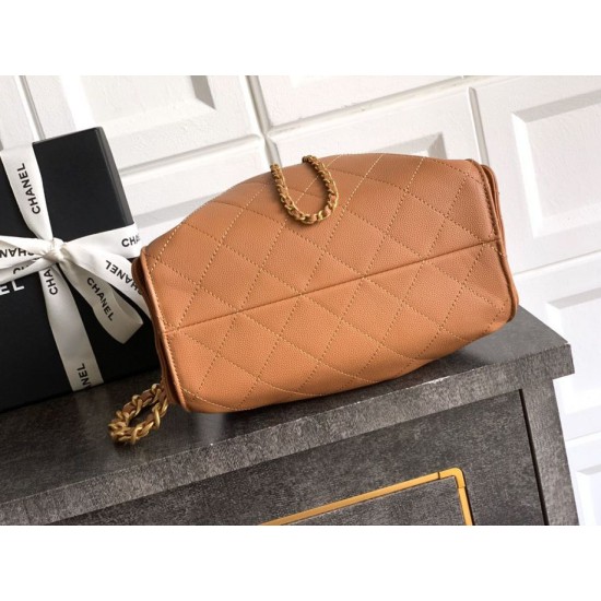 Replica di lusso Borsa a secchiello/a spalla Chanel 25 piccola AS5631 pelle trapuntata caviar Marrone Imitazioni Cloni Borsa a secchiello/a spalla Chanel 25 piccola AS5631 pelle trapuntata caviar Marrone firmate