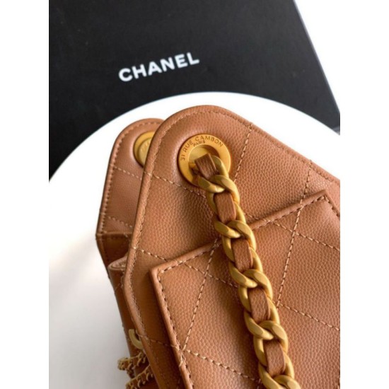 Replica di lusso Borsa a secchiello/a spalla Chanel 25 piccola AS5631 pelle trapuntata caviar Marrone Imitazioni Cloni Borsa a secchiello/a spalla Chanel 25 piccola AS5631 pelle trapuntata caviar Marrone firmate