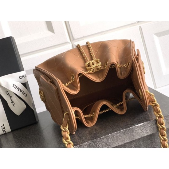 Replica di lusso Borsa a secchiello/a spalla Chanel 25 piccola AS5631 pelle trapuntata caviar Marrone Imitazioni Cloni Borsa a secchiello/a spalla Chanel 25 piccola AS5631 pelle trapuntata caviar Marrone firmate