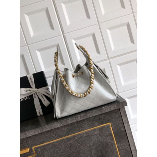 Cloni Borse Firmate Replica a secchiello/a spalla Chanel 25 piccola AS5631 pelle trapuntata caviar bianco firmate