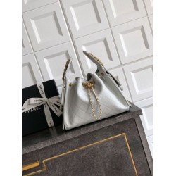 Borse a secchiello/a spalla Chanel 25 piccola AS5631 pelle trapuntata caviar bianco