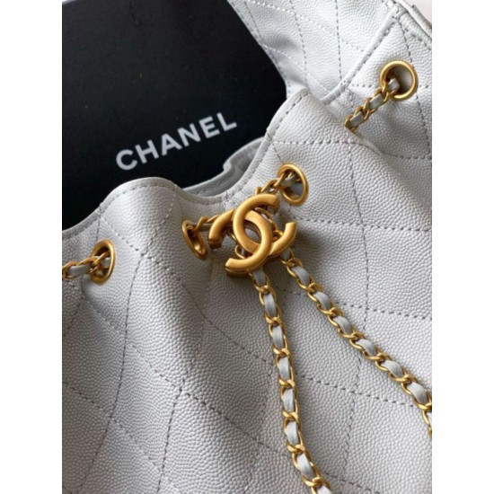 Cloni Borse Firmate Replica a secchiello/a spalla Chanel 25 piccola AS5631 pelle trapuntata caviar bianco firmate