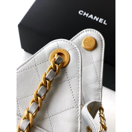 Cloni Borse Firmate Replica a secchiello/a spalla Chanel 25 piccola AS5631 pelle trapuntata caviar bianco firmate