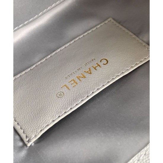 Cloni Borse Firmate Replica a secchiello/a spalla Chanel 25 piccola AS5631 pelle trapuntata caviar bianco firmate
