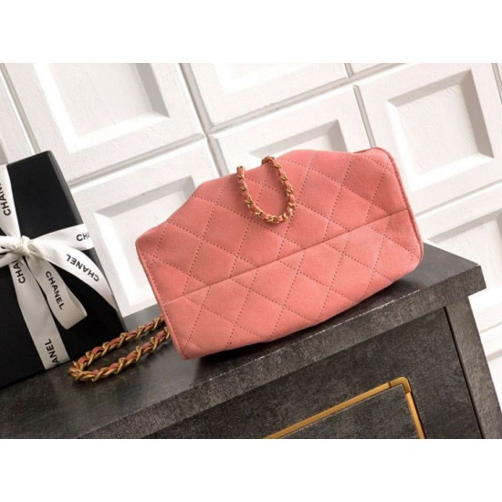 Replica di lusso Borse Chanel 25 Mini Hobo AS5631 pelle di vitello scamosciata rosa Imitazioni Cloni Borse Chanel 25 Mini Hobo AS5631 pelle di vitello scamosciata rosa firmate